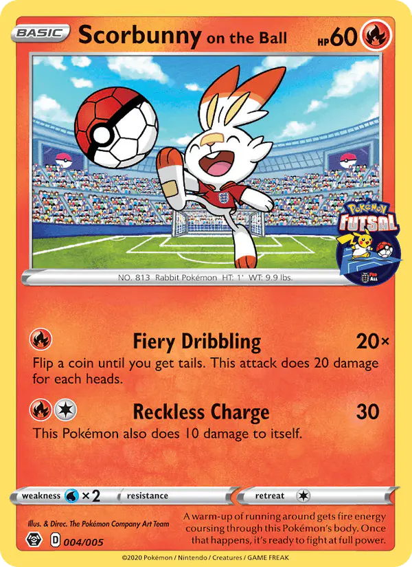 Carta Scorbunny on the Ball 004/005 de Pokémon Futsal 2020