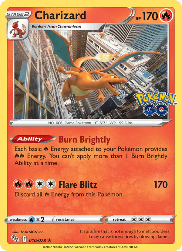 Carta Charizard 010/078 de Pokémon GO