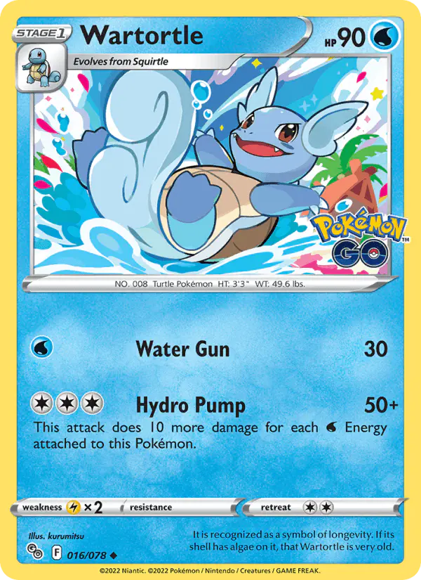 Carta Wartortle 016/078 de Pokémon GO