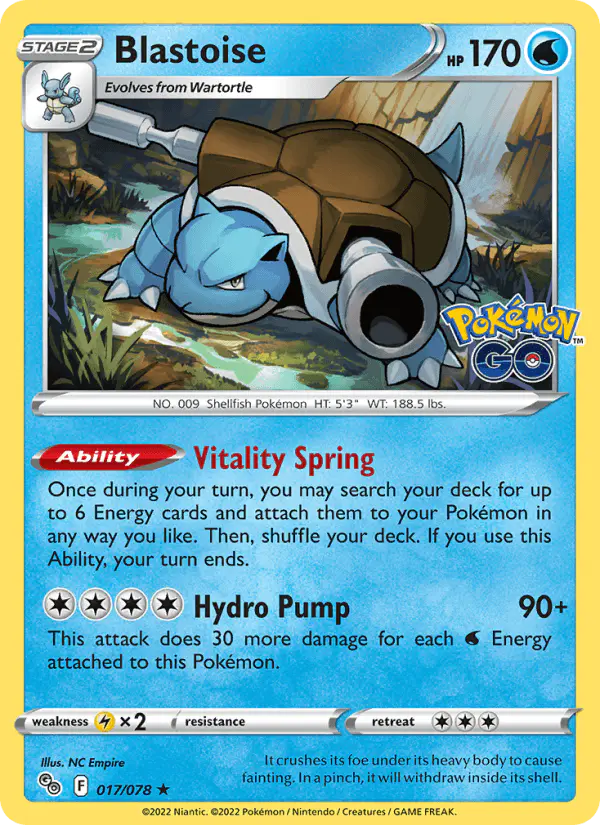 Carta Blastoise 017/078 de Pokémon GO