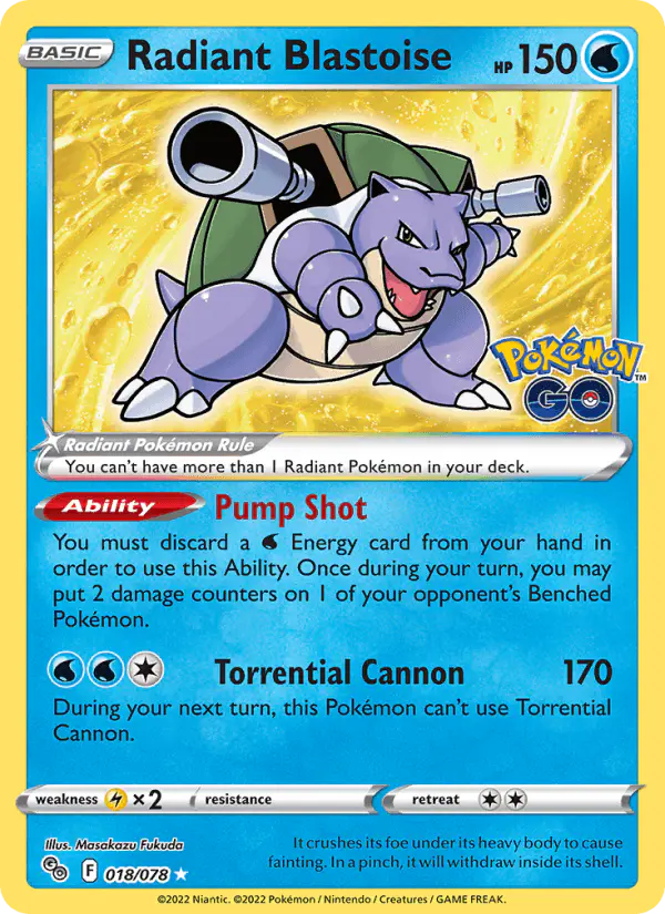 Carta Radiant Blastoise 018/078 de Pokémon GO