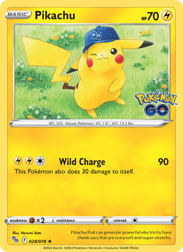 Carta Pikachu 028/078 de Pokémon GO
