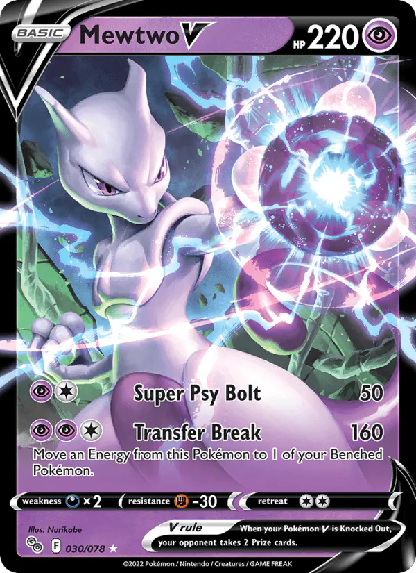 Carta Mewtwo V 030/078 de Pokémon GO