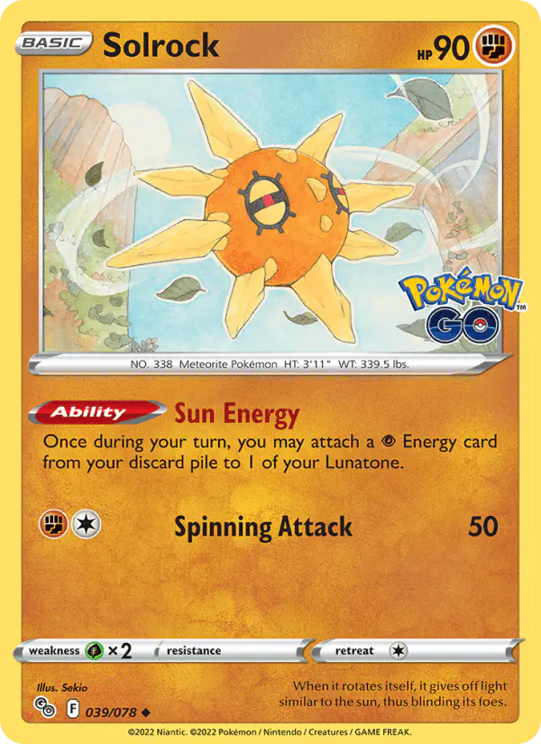 Carta Solrock 039/078 de Pokémon GO