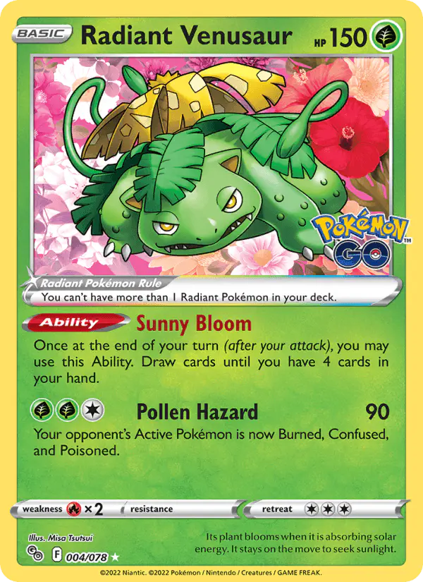 Carta Radiant Venusaur 004/078 de Pokémon GO