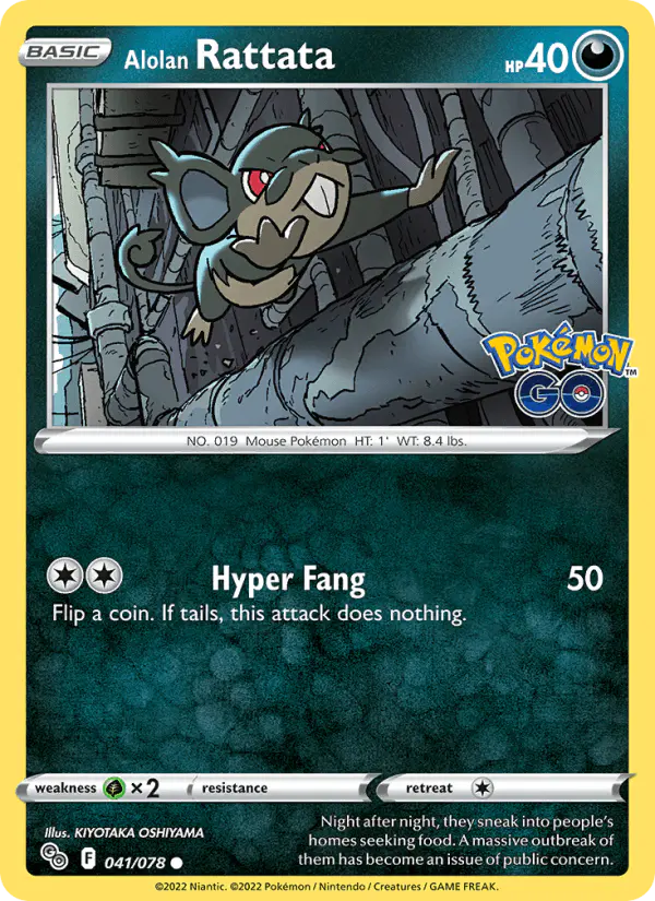 Carta Alolan Rattata 041/078 de Pokémon GO
