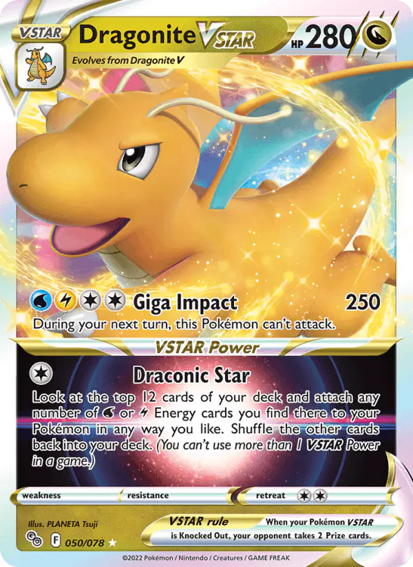Carta Dragonite VSTAR 050/078 de Pokémon GO