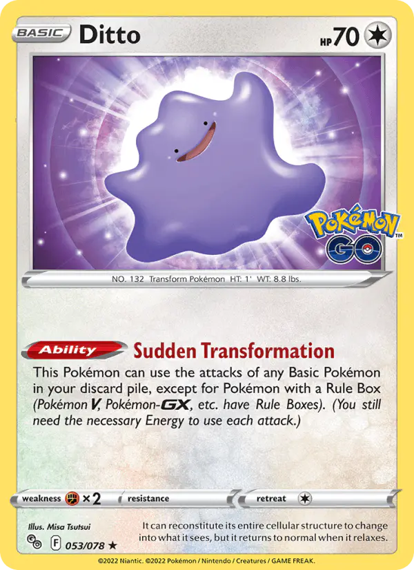 Carta Ditto 053/078 de Pokémon GO