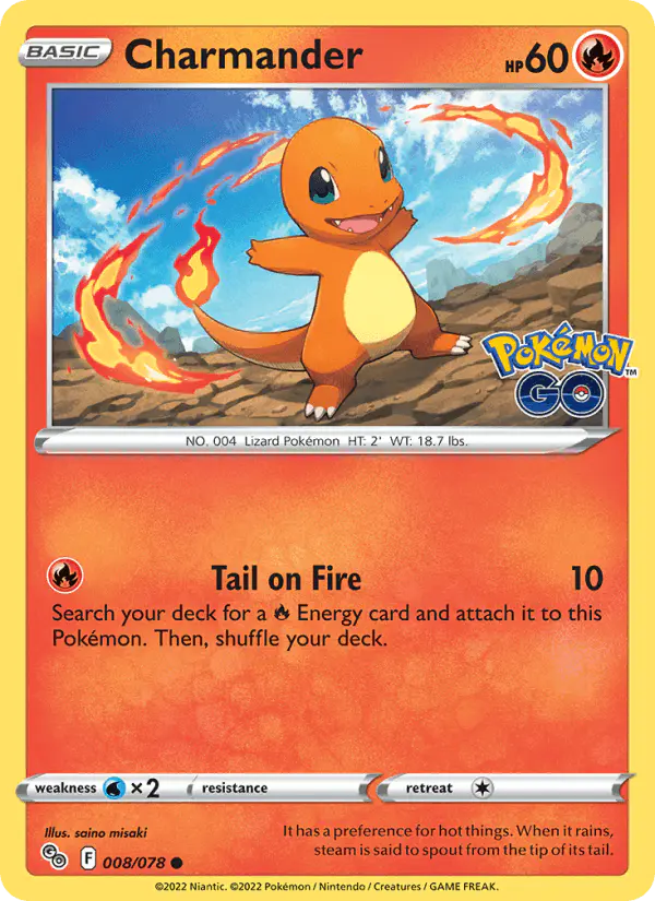 Carta Charmander 008/078 de Pokémon GO