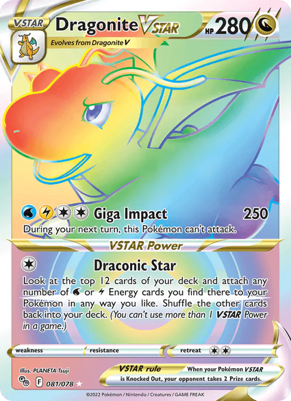 Carta Dragonite VSTAR 081/078 de Pokémon GO