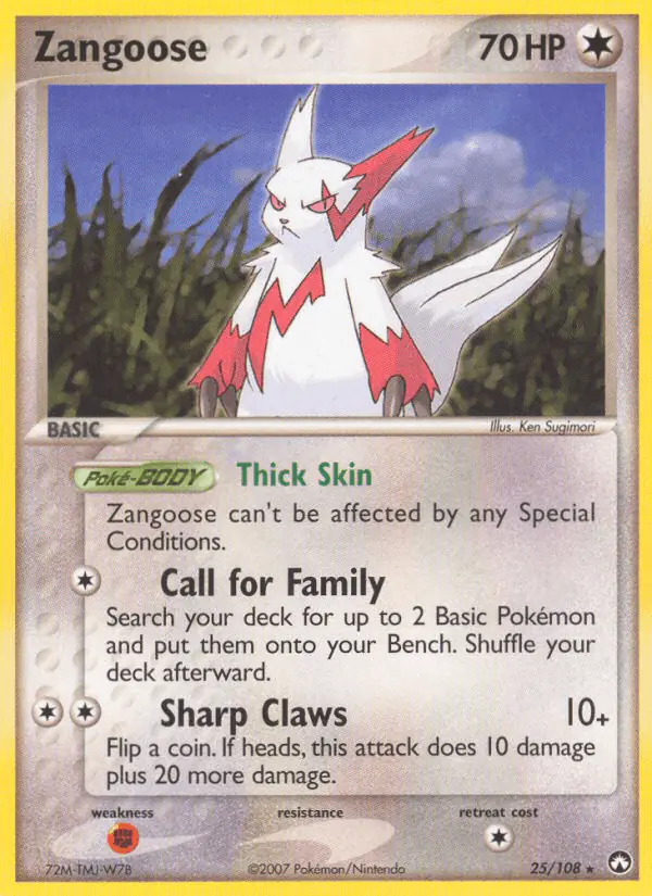 Carta Zangoose 25/108 de Power Keepers
