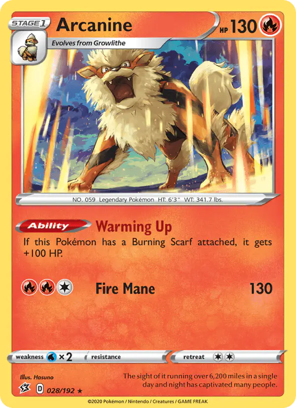 Carta Arcanine 028/192 de Rebel Clash