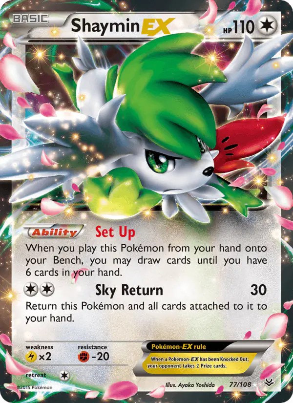 Carta Shaymin EX 77/108 de Roaring Skies