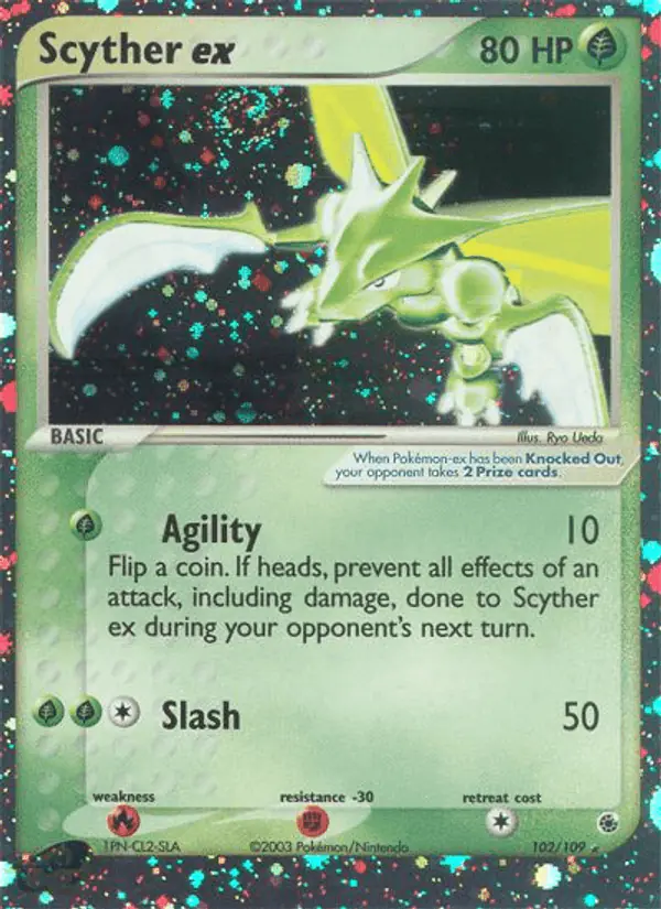 Carta Scyther ex 102/109 de Ruby & Sapphire