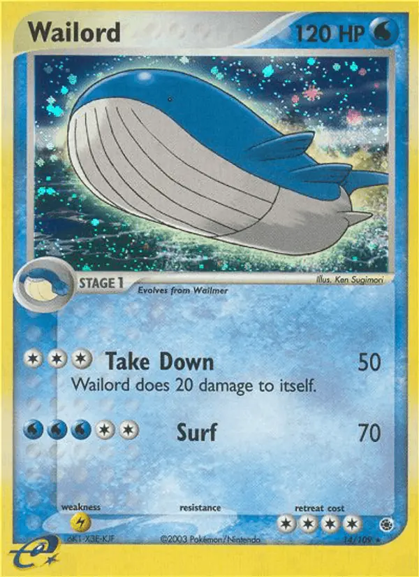 Carta Wailord 14/109 de Ruby & Sapphire