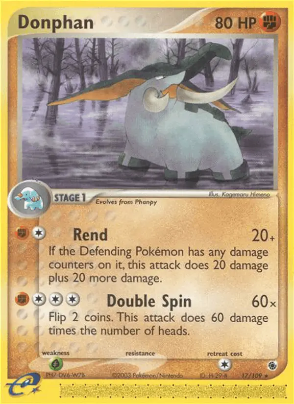 Carta Donphan 17/109 de Ruby & Sapphire