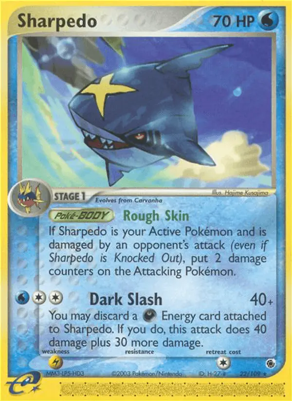 Carta Sharpedo 22/109 de Ruby & Sapphire