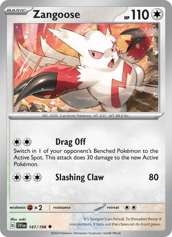 Carta Zangoose 147/198 de Scarlet & Violet