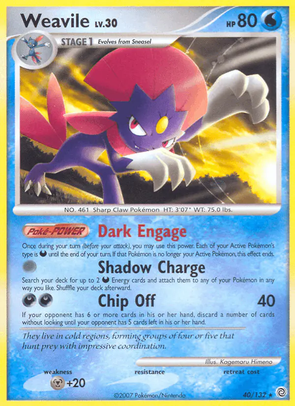 Carta Weavile 40/132 de Secret Wonders
