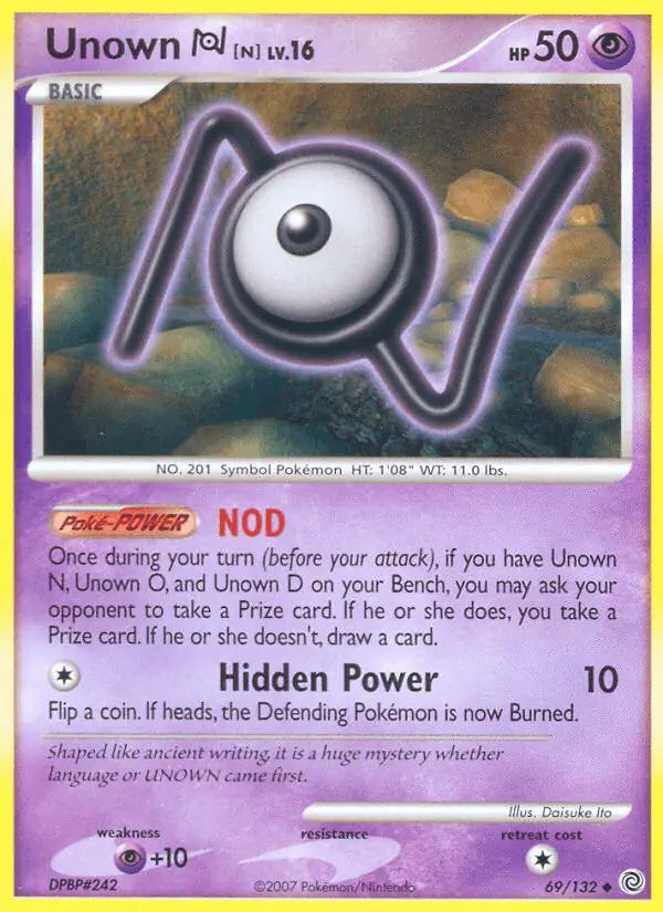 Carta Unown N 69/132 de Secret Wonders
