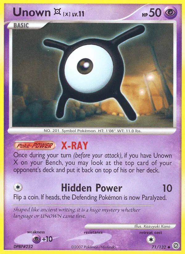 Carta Unown X 71/132 de Secret Wonders