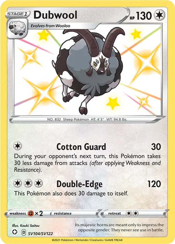 Carta Dubwool SV104 de Shining Fates Shiny Vault