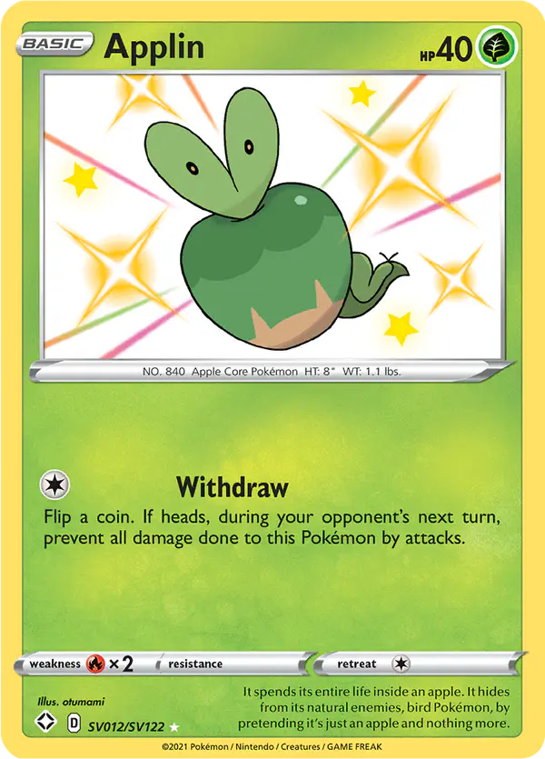 Carta Applin SV012 de Shining Fates Shiny Vault