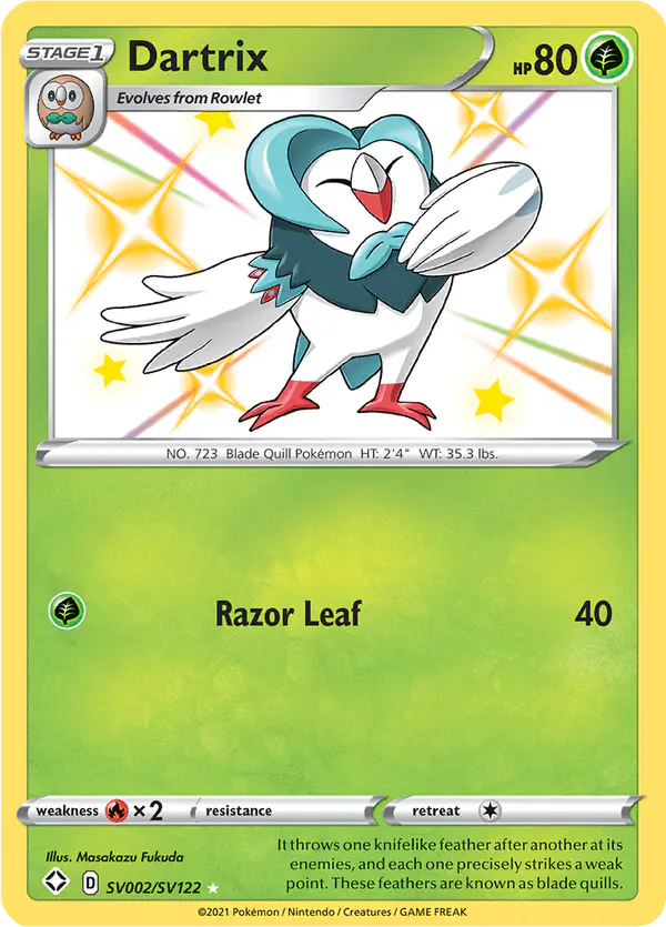 Carta Dartrix SV002 de Shining Fates Shiny Vault