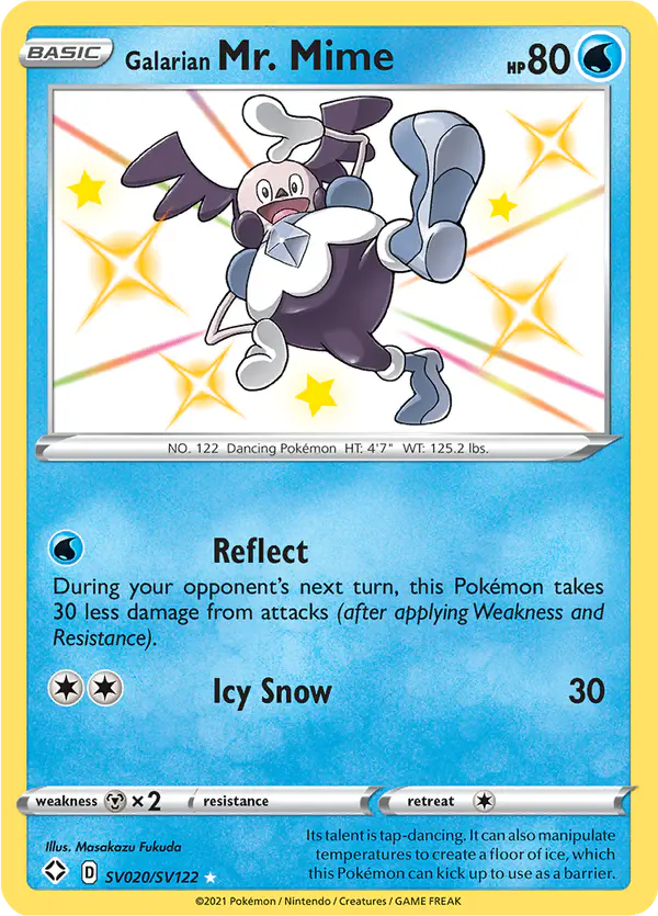 Carta Galarian Mr. Mime SV020 de Shining Fates Shiny Vault
