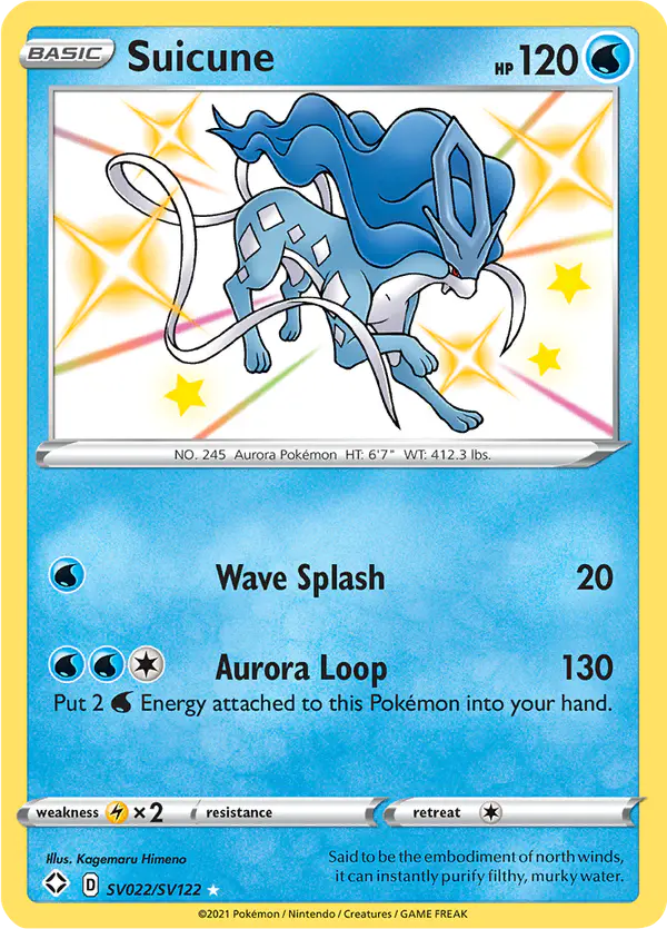 Carta Suicune SV022 de Shining Fates Shiny Vault
