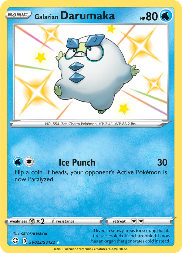 Carta Galarian Darumaka SV023 de Shining Fates Shiny Vault