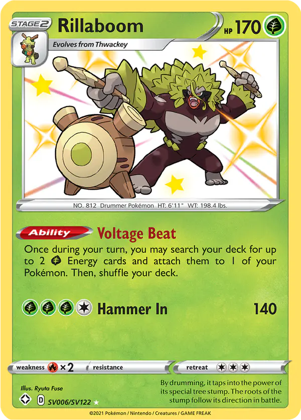Carta Rillaboom SV006 de Shining Fates Shiny Vault