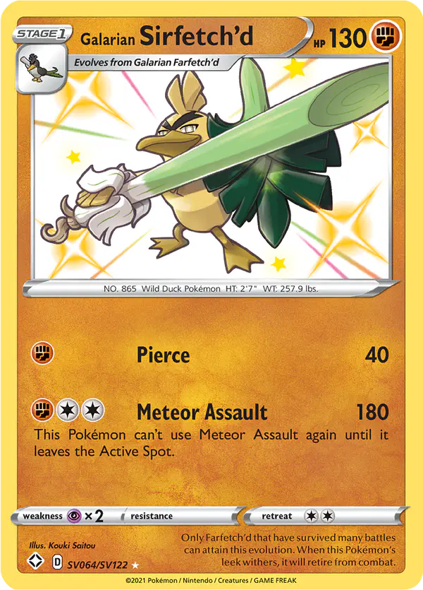 Carta Galarian Sirfetch'd SV064 de Shining Fates Shiny Vault