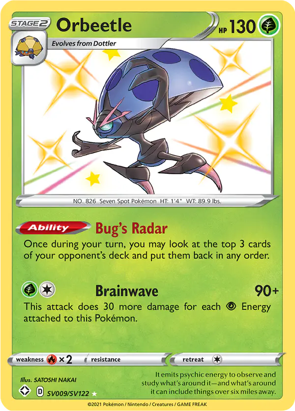 Carta Orbeetle SV009 de Shining Fates Shiny Vault