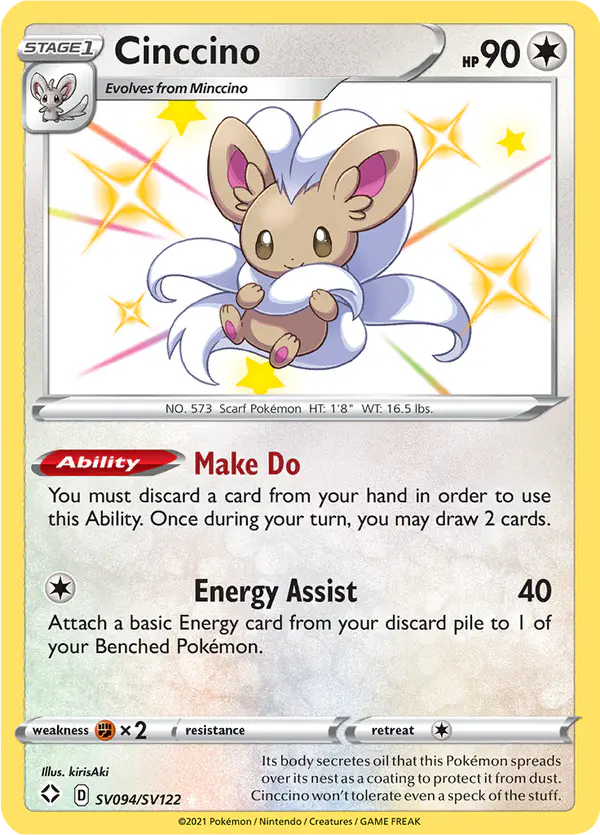 Carta Cinccino SV094 de Shining Fates Shiny Vault