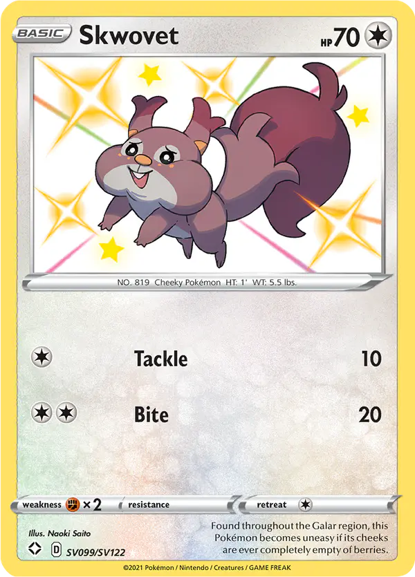 Carta Skwovet SV099 de Shining Fates Shiny Vault