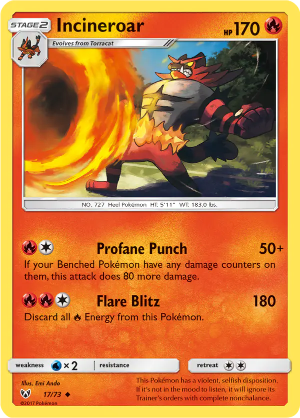 Carta Incineroar 17/73 de Shining Legends