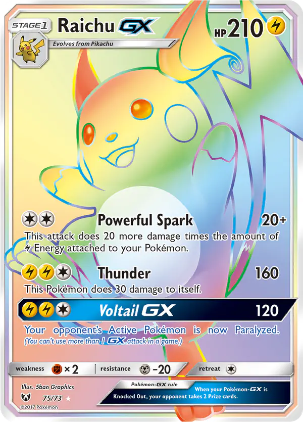 Carta Raichu GX 75/73 de Shining Legends