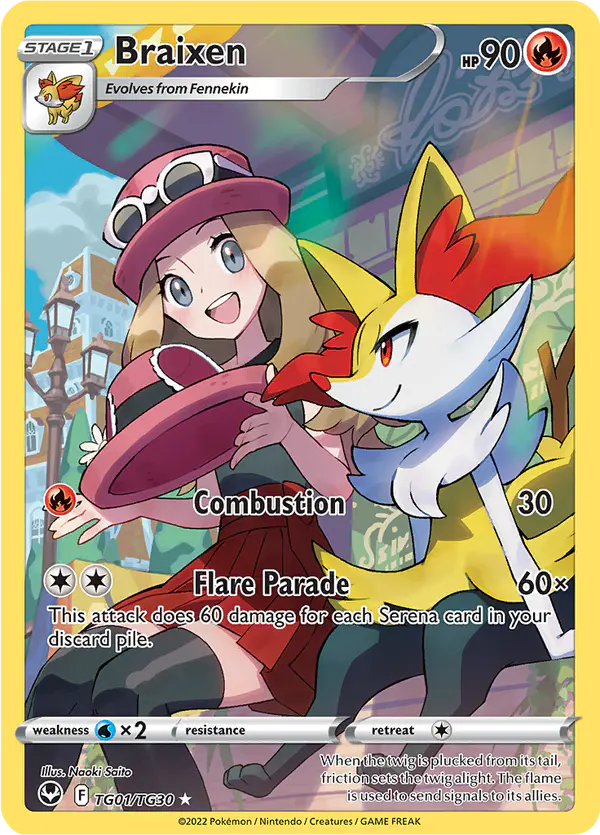 Carta Braixen TG01 de Silver Tempest Trainer Gallery
