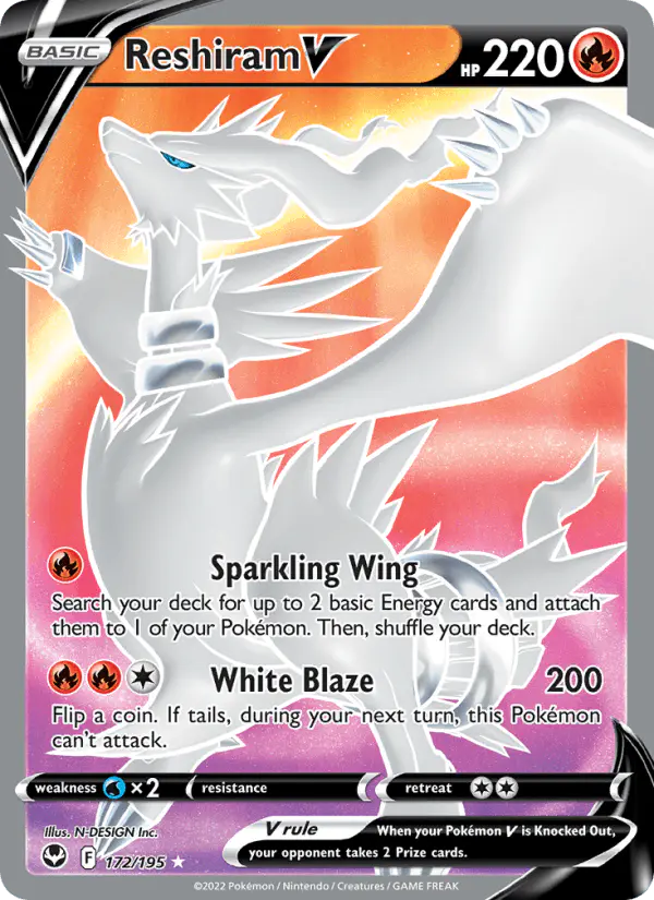 Carta Reshiram V 172/195 de Silver Tempest
