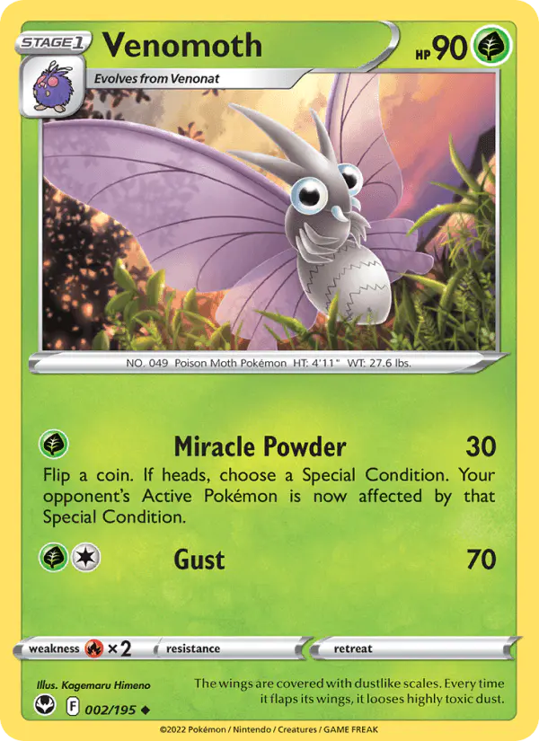 Carta Venomoth 002/195 de Silver Tempest
