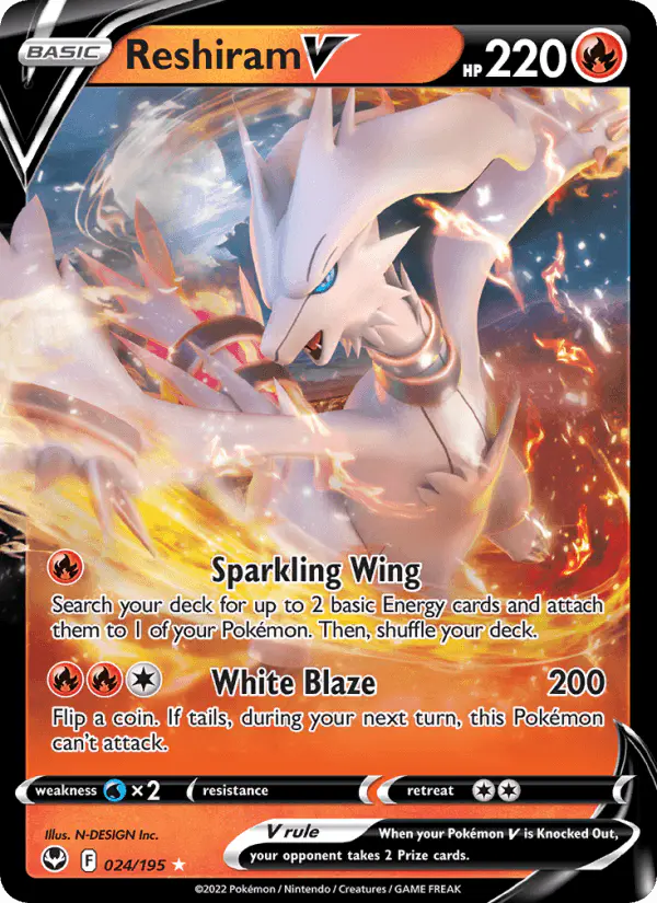 Carta Reshiram V 024/195 de Silver Tempest