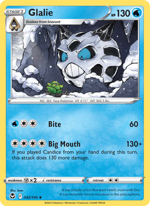 Carta Glalie 042/195 de Silver Tempest