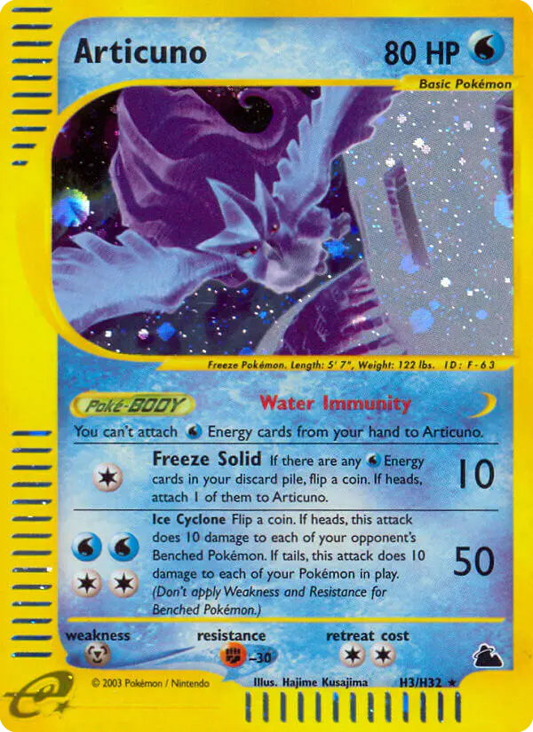 Carta Articuno H03 de Skyridge