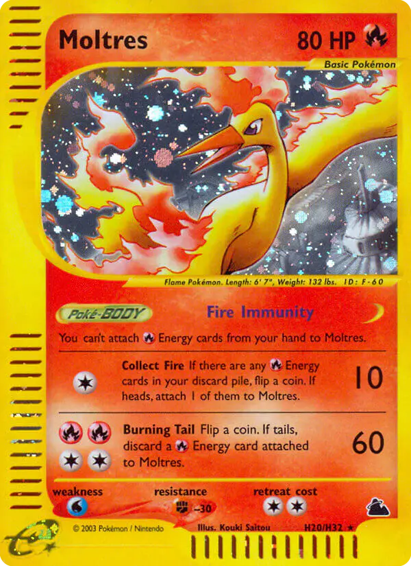 Carta Moltres H20 de Skyridge