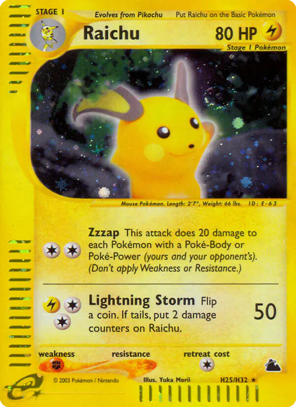 Carta Raichu H25 de Skyridge