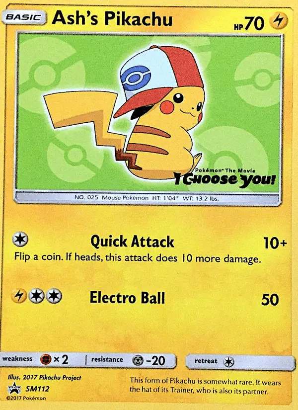 Carta Ash's Pikachu SM112 de SM Black Star Promos