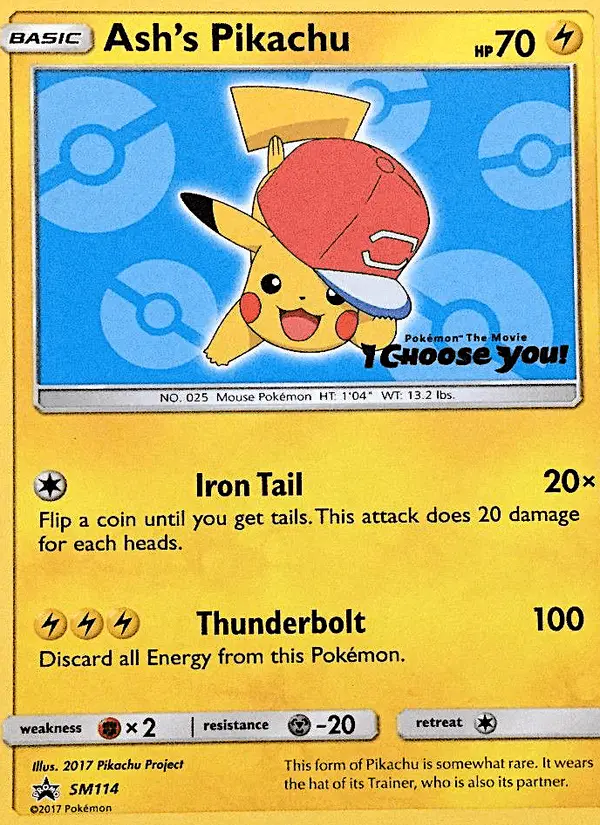 Carta Ash's Pikachu SM114 de SM Black Star Promos
