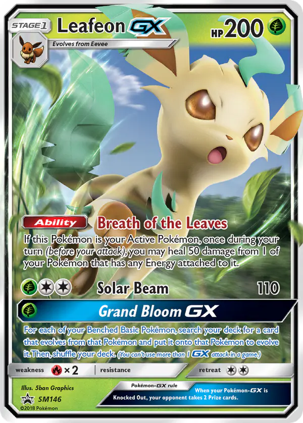 Carta Leafeon GX SM146 de SM Black Star Promos