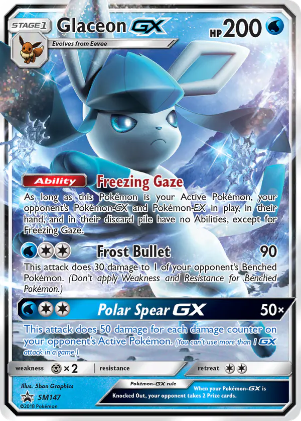 Carta Glaceon GX SM147 de SM Black Star Promos